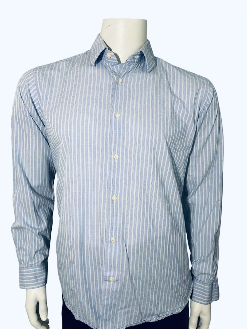 Ben Sherman Light Blue & White Vertical Stripe Dress Shirt